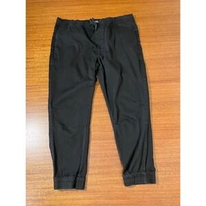 U-510 Under 510 Mens Jogger Pants 36 Short Black Stretch Cotton Chino Drawstring